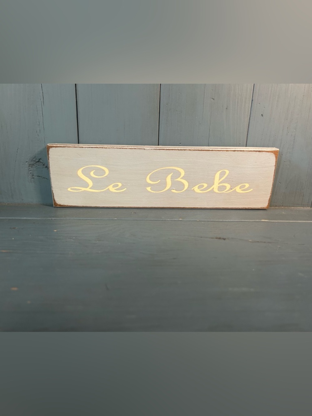 “Le Bebe” Wooden Nursery Sign in White  & Baby Blue - Classic French Chic
